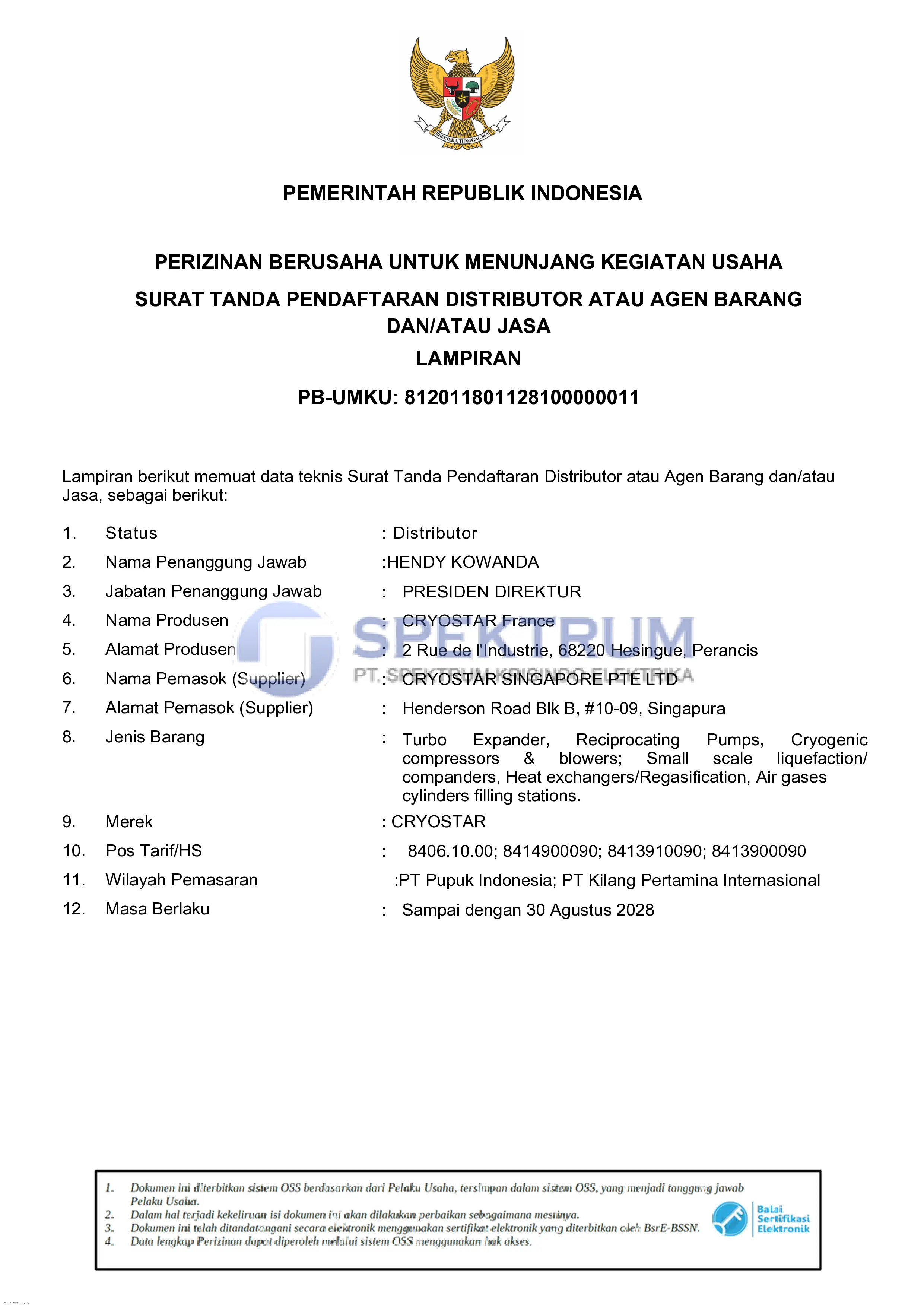 STP Cryostar (Barang) certification preview